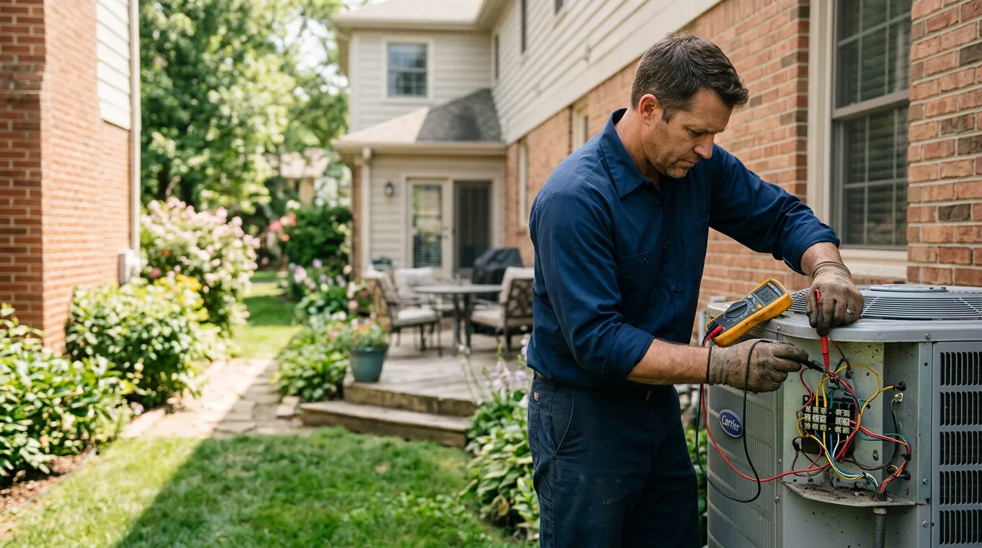 HVAC technician working near Hallett, OK